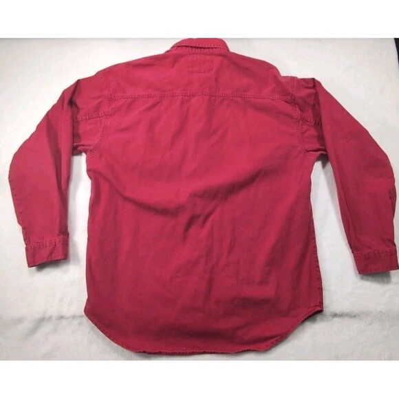 Levis Red Tab Long Sleeve Denim Red Jean Shirt *Missing Button* Vintage Large - Picture 15 of 15